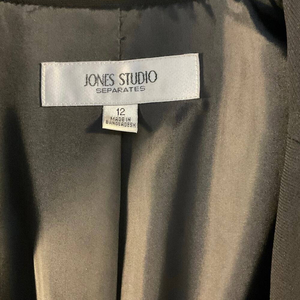 Black Blazer Cream Contrast Trim Women 12 Classic Chic Chanel Inspired Jacket - Picture 5 of 8